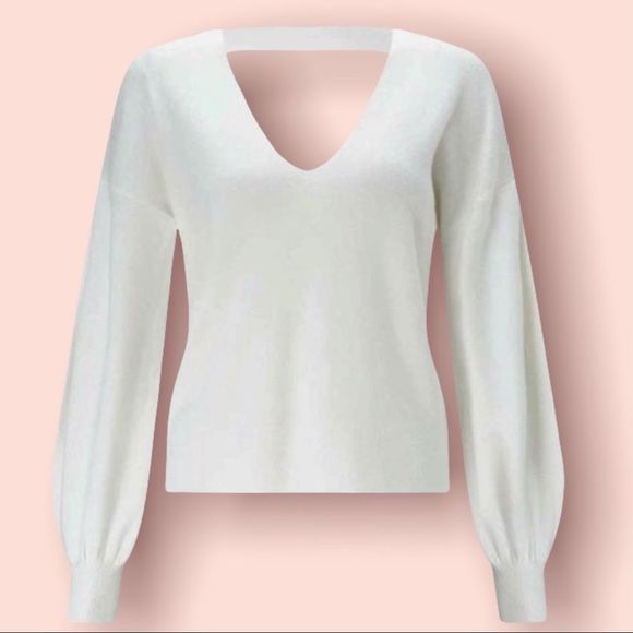 Miss Selfridge Sweaters - Miss Selfridge White Compact Soft Long Sleeve V Neck Knit Jumper Sweater [sz 8]